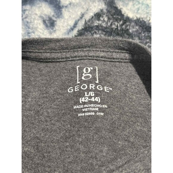 George Long Sleeve Shirt Mens Large Gray Crewneck Pullover Casual Basic 42-44 - Picture 3 of 5
